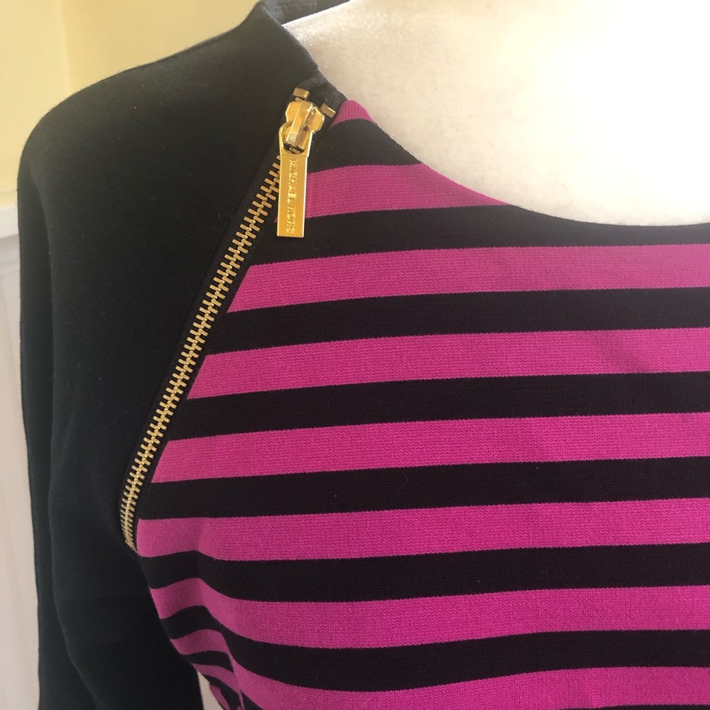 Michael Kors Pink & Black Striped Shift Dress Sz 8 - Picture 3 of 6